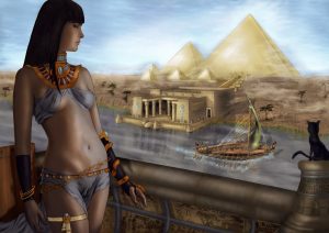 Cleopatra observing the pyramids